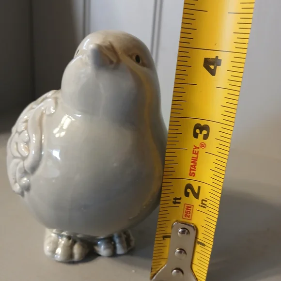 Shabby Chic Boutique White Ceramic Bird Decor - Picture 3 of 4